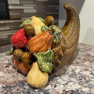 Chris Madden Ceramic Cornucopia Pumpkin Thanksgiving Fall Centerpiece